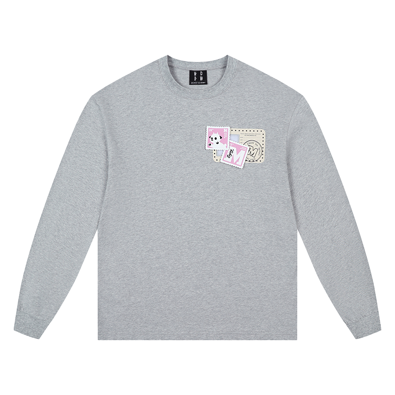 MEDM animal ID Velcro long sleeved T-shirt for men and women, autumn American hip-hop T-shirt, casual loose couple top