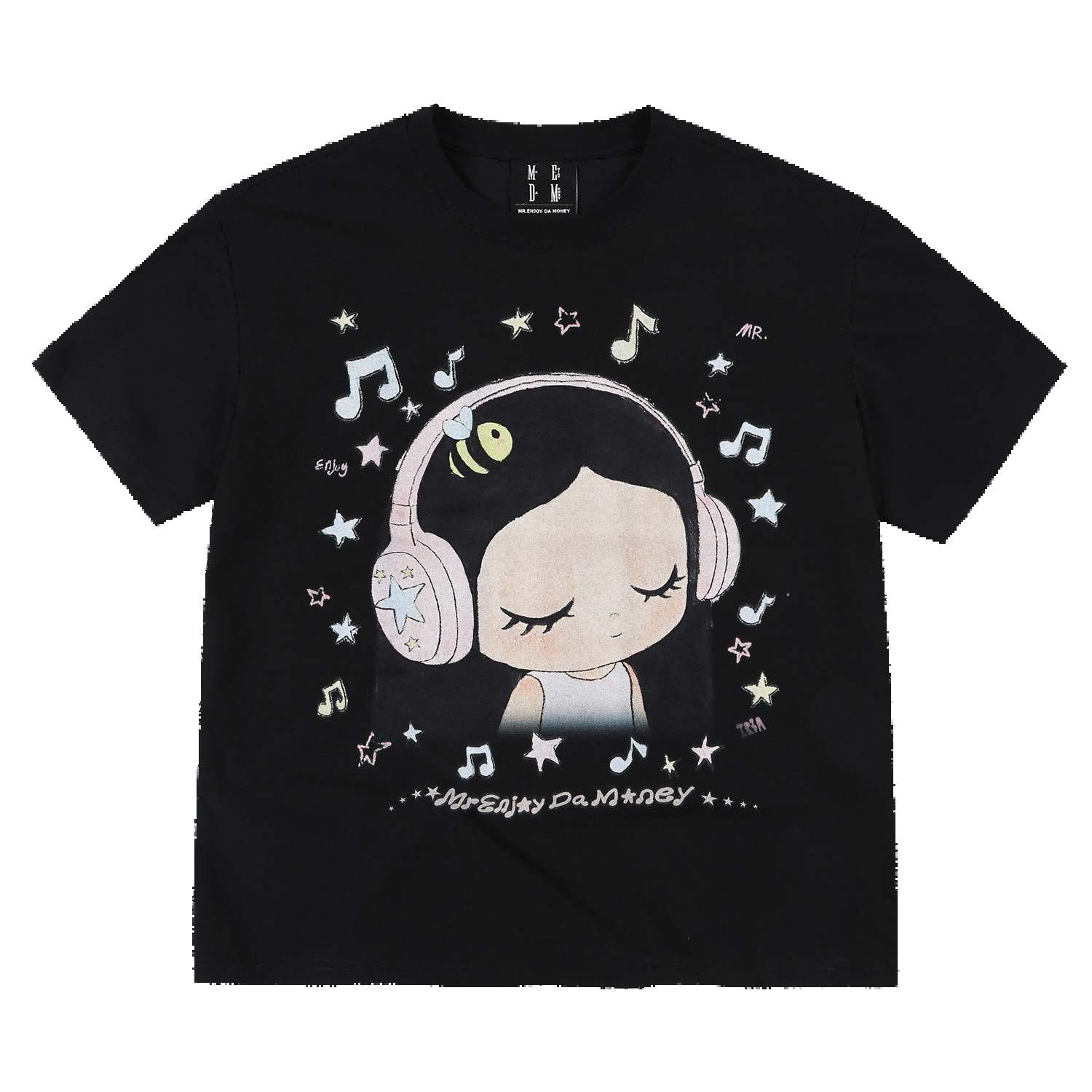 MEDM x Iria mailbox collaboration to enjoy music printed logo casual mini short sleeved round neck loose T-shirt