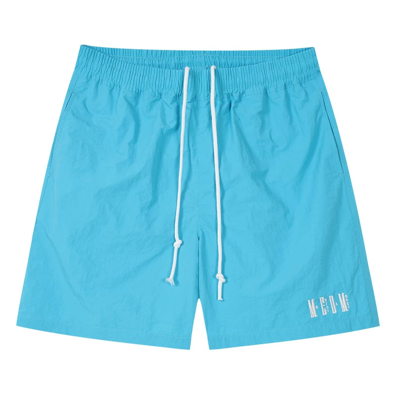 MEDM Beach Sports Speed Drying Functional Letter Embroidered Casual Pants Commuter Versatile Multi Color Drawstring Loose Shorts