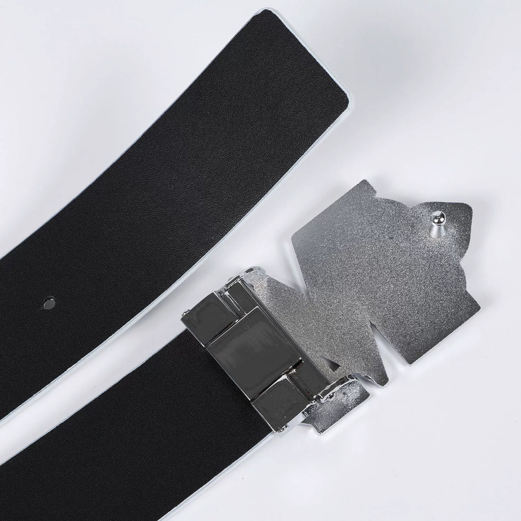 MEMD Grey Shadow Flower Buckle Full Print Belt for Men 2026 New Belt for Women Trendy Brand Original Alphabet Casual Accessories