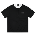 MEDM fake two Henry collar embroidered logo relaxed casual T-shirt simple and versatile breathable loose short sleeved men