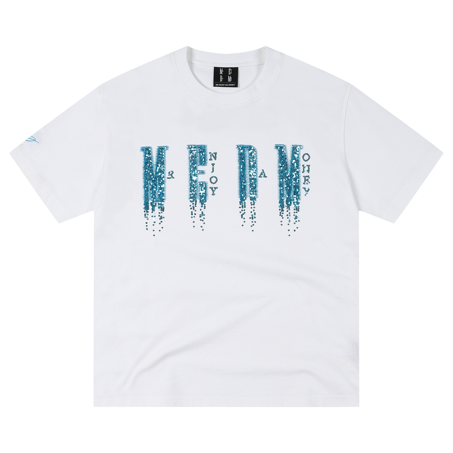 MEDM chest letter bead phantom casual round neck T-shirt trendy street style unisex loose short sleeved summer