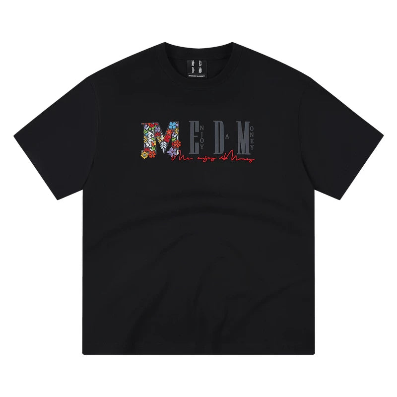 MEDM summer colorful logo toothbrush embroidery breathable casual round neck T-shirt commuting basic versatile loose short sleeved summer