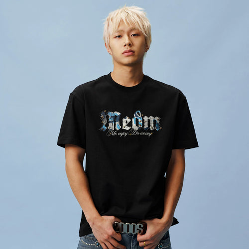 MEDM camouflage gothic logo star studded bead casual round neck short sleeved trendy versatile loose couple T-shirt summer