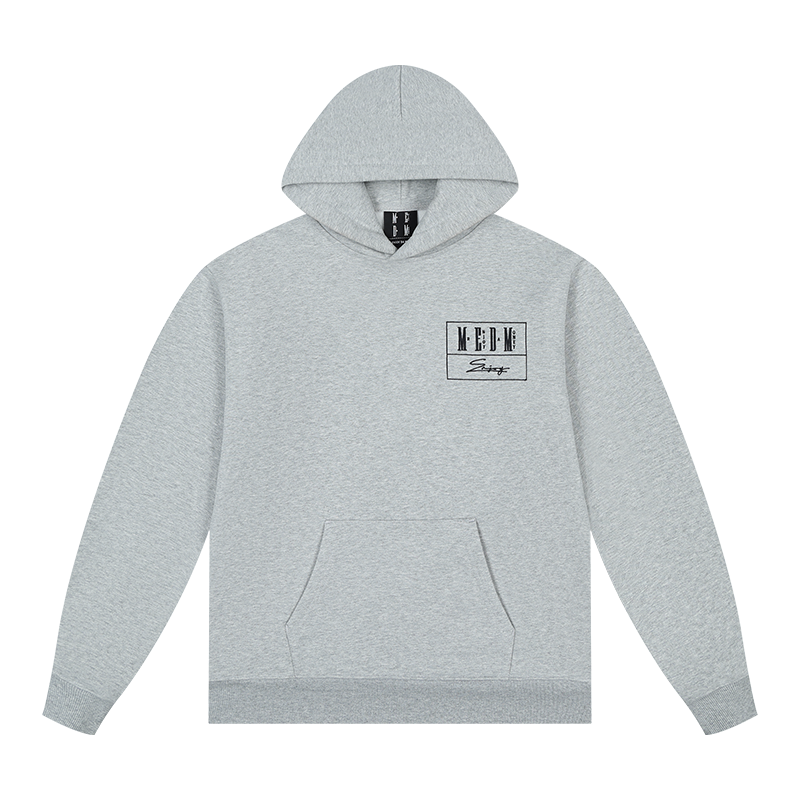 MEDM floral embroidered hooded sweatshirt men's cleanfit thick fleece curved knife sweatpants American casual suit