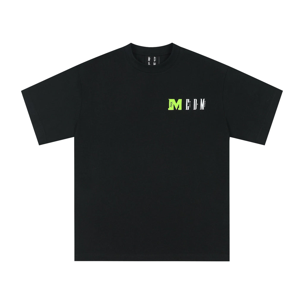 MEDM block color block splicing four-color printed summer short sleeved T-shirt for spring and summer casual round neck versatile loose and trendy