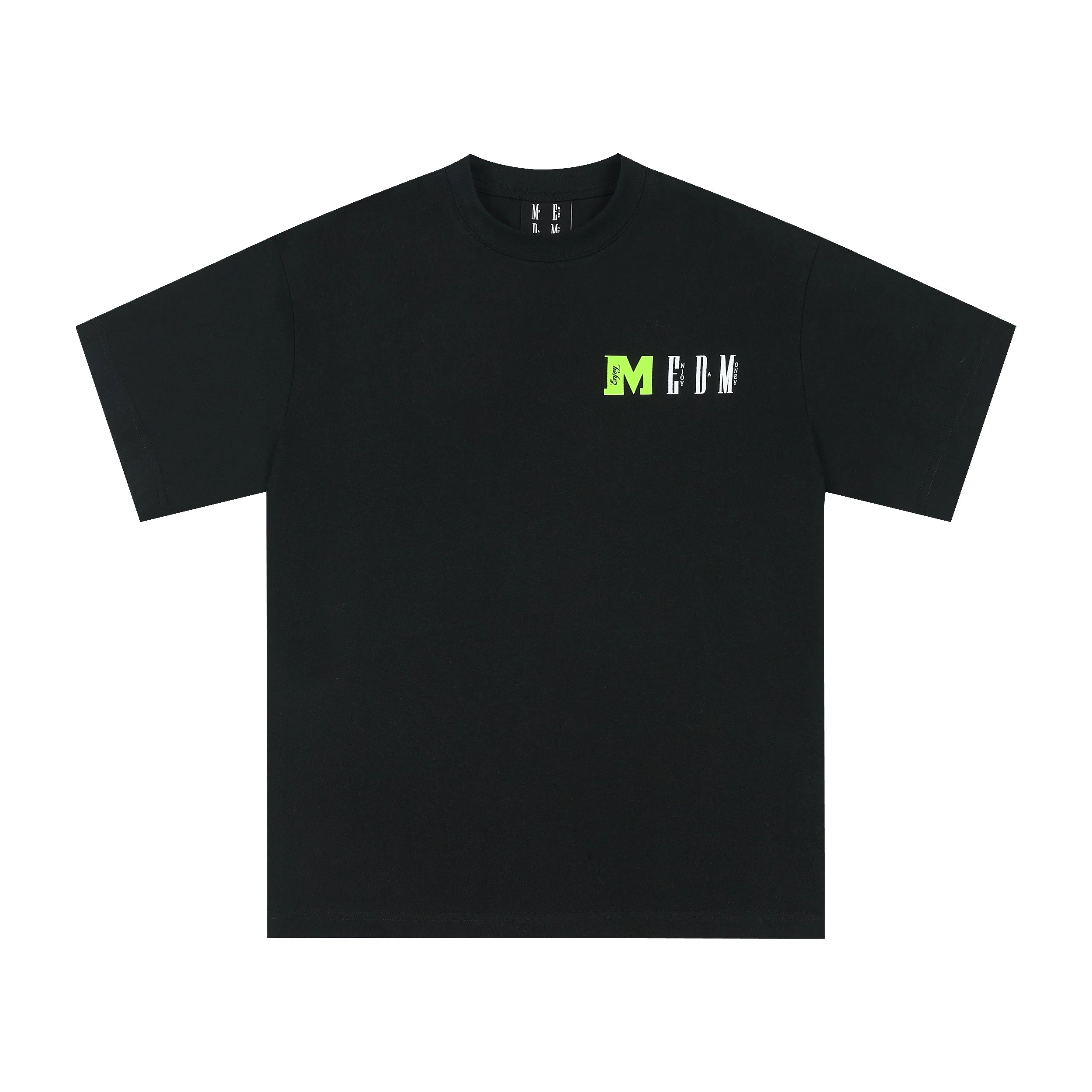 MEDM block color block splicing four-color printed summer short sleeved T-shirt for spring and summer casual round neck versatile loose and trendy