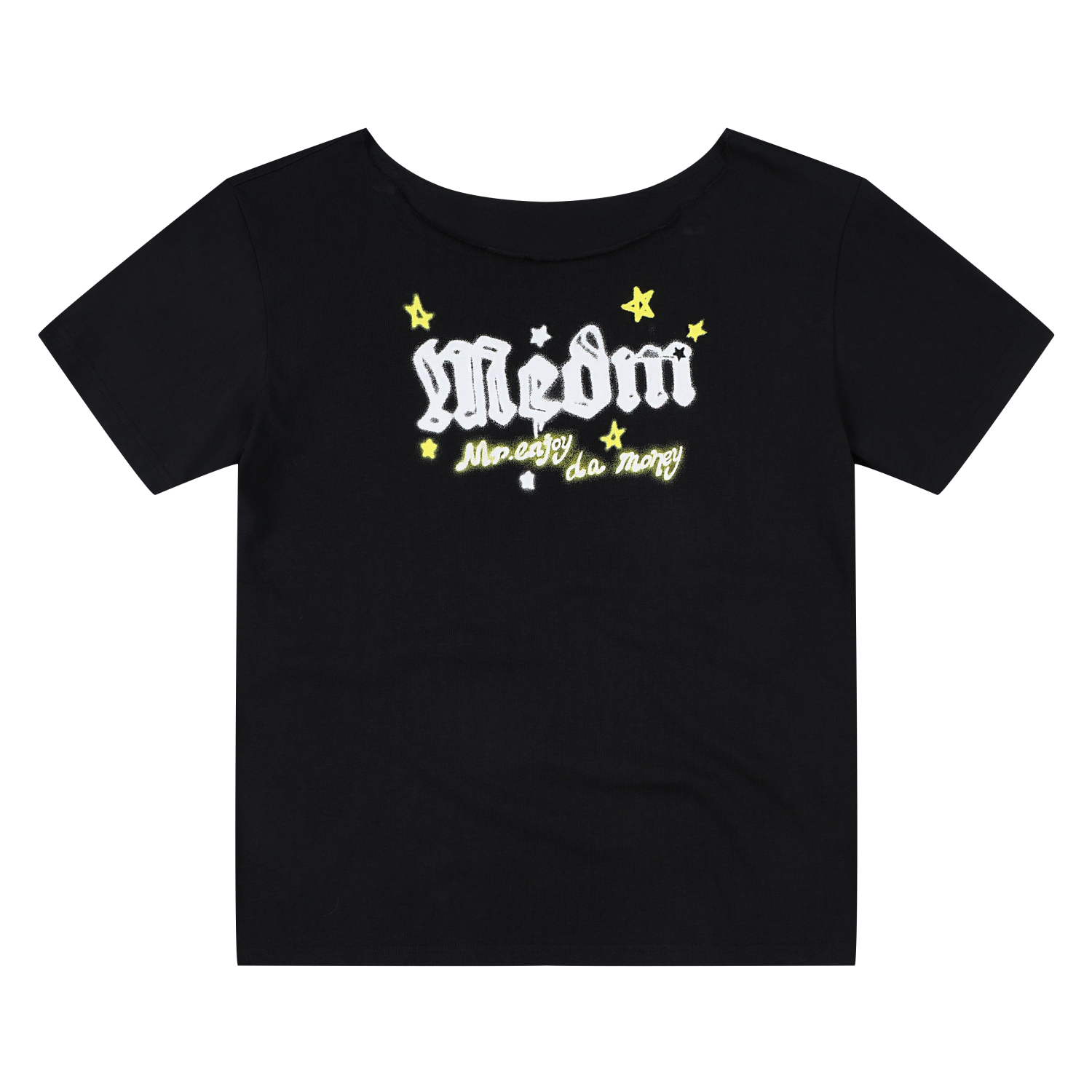 MEDM Graffiti Style Loose Edition Slant Shoulder Skin friendly T-shirt Street Lazy Style Versatile Breathable slimming casual short sleeved women