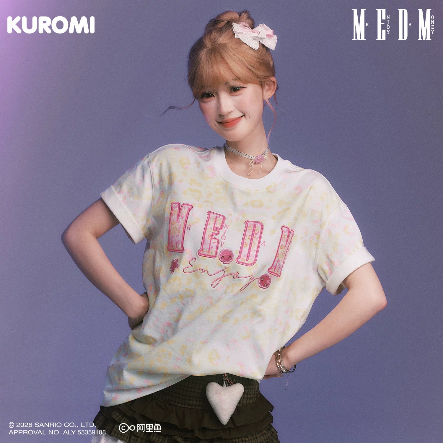 MEDM × Sanrio Family Series Leopard Pattern Cool Lomi Pattern Printed Casual Short Sleeve Loose Couple T-shirt Summer