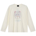 MEDM Angel Cat Pattern Printed Casual Round Neck Long Sleeve T-shirt Women's Versatile Cute Style Loose Top Summer