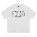 MEDM letter leather short sleeved T-shirt for men 2026 new style American retro casual five and a half sleeved shirt tee