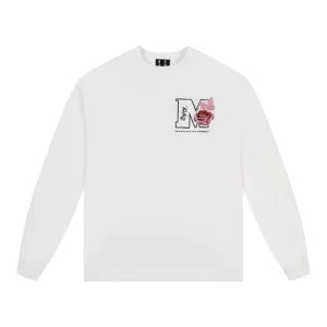 MEDM26SS Butterfly Garden Embroidered Long Sleeve T-shirt for Men and Women, Loose Spring and Autumn Dress, T-shirt, Bottom Coat