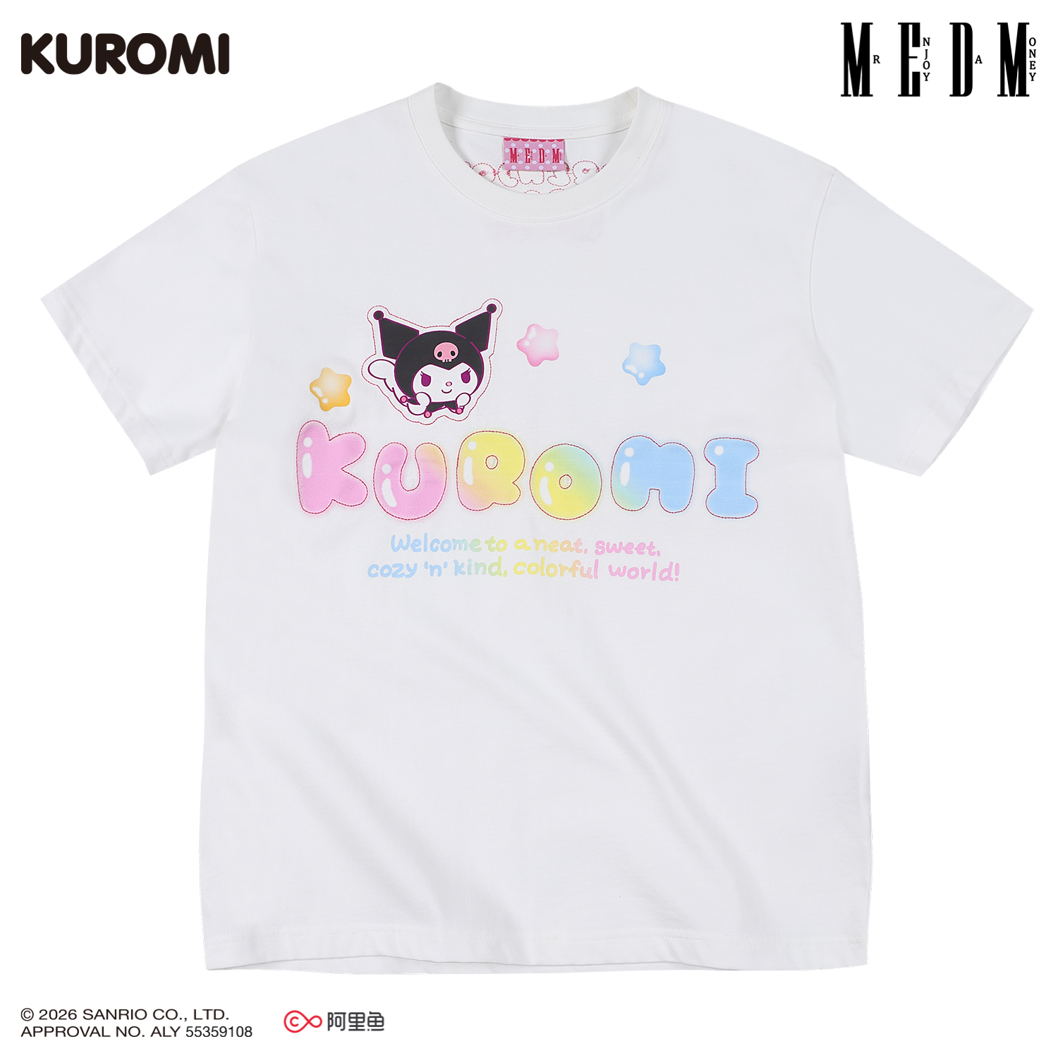 MEDM × Sanrio Family Series Shining Anime Logo Printed Casual Short Sleeve Cute Sweet Girl Round Neck T-shirt