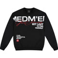 MEDM large letter layout printed casual round neck fleece hoodie simple and versatile couple pullover top for spring and autumn