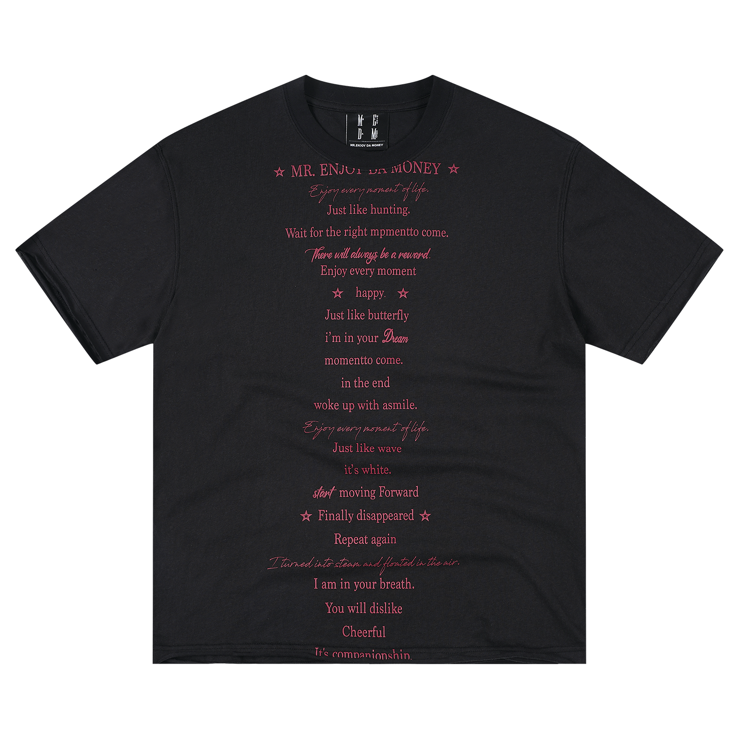 MEDM poetry collection layout printing casual round neck knitted short sleeved trendy American lazy feeling unisex T-shirt summer