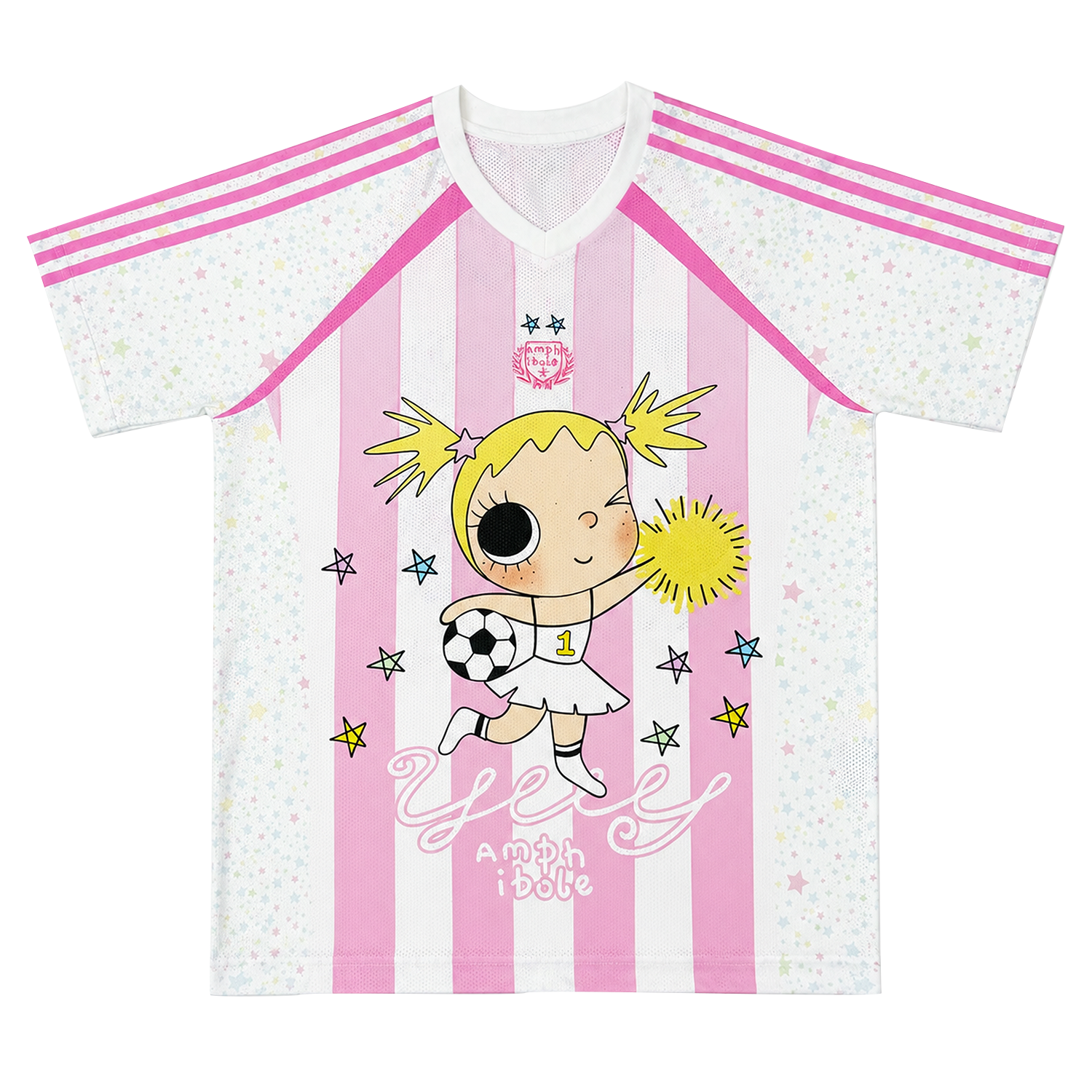 MEDM × YUY Jade Collaboration - Large Pattern Printed Embroidered Casual Jersey Short Sleeve Commuter Cute Style Versatile T-shirt