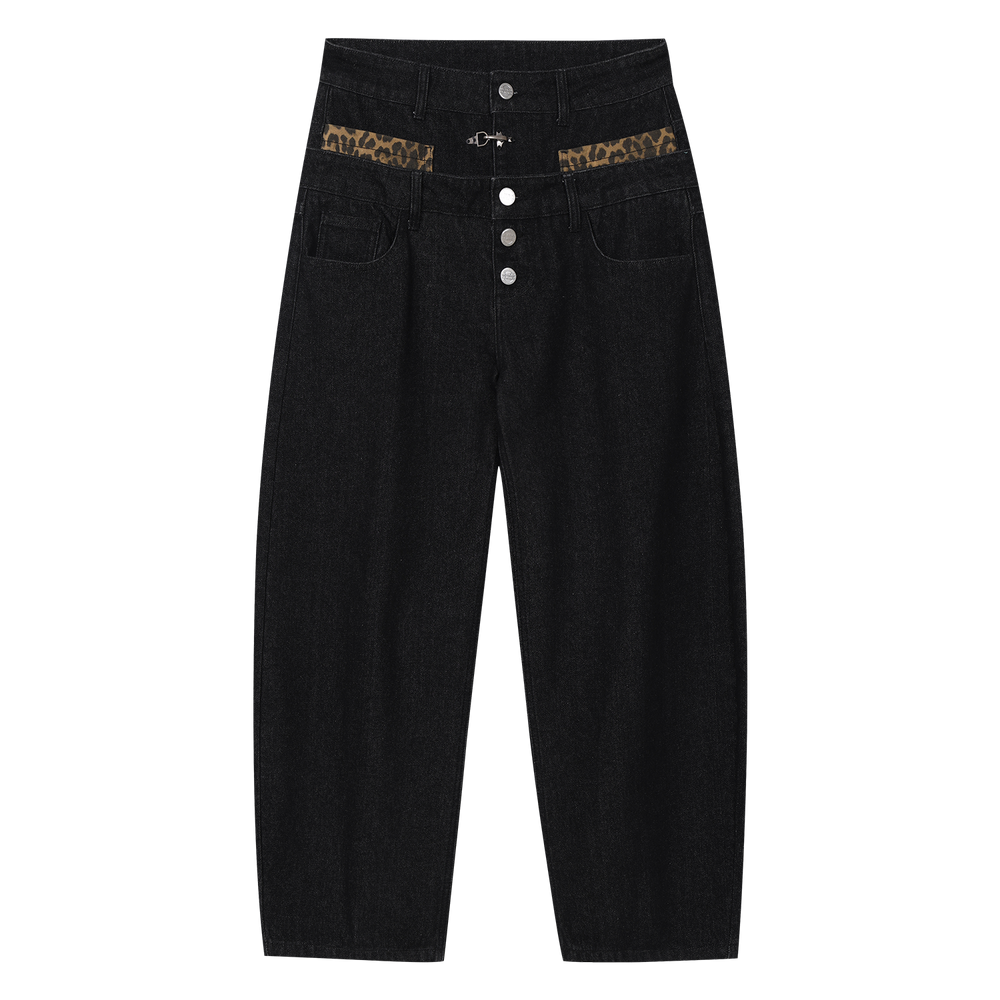 MEDM High Street Style Wide Leg Casual Double Waist Jeans Street Fashion Vintage Loose Wide Leg Floor Pants