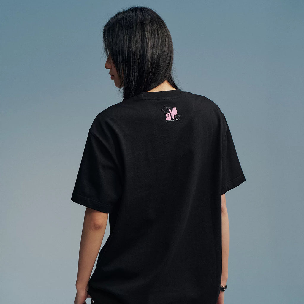 MEDM Little Fragrance Star Patch Cloth Letter Printed Casual Round Neck T-shirt American Street Versatile Cotton Couple Short Sleeve