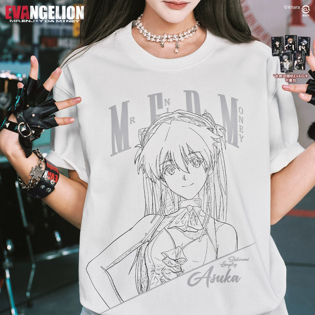 MEDMxEVA NEVER END series character half body sketch style basic casual short sleeved personalized versatile T-shirt