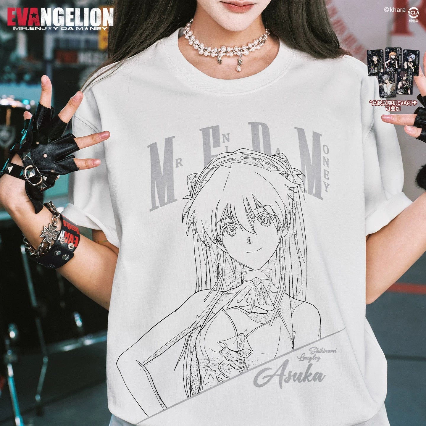MEDMxEVA NEVER END series character half body sketch style basic casual short sleeved personalized versatile T-shirt