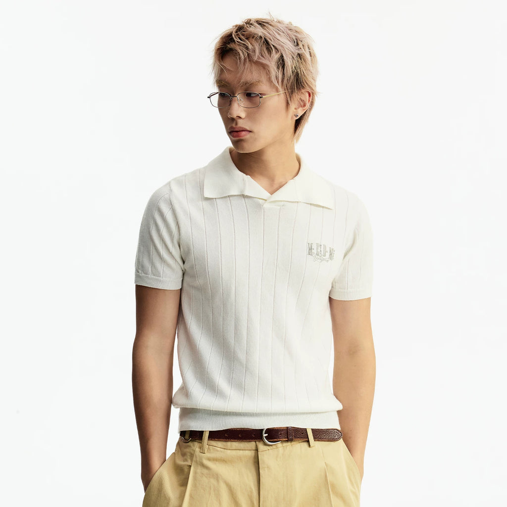MEDM low-key old money style simple knitted casual short sleeved commuting loose collar men's and women's Polo knitted shirt summer