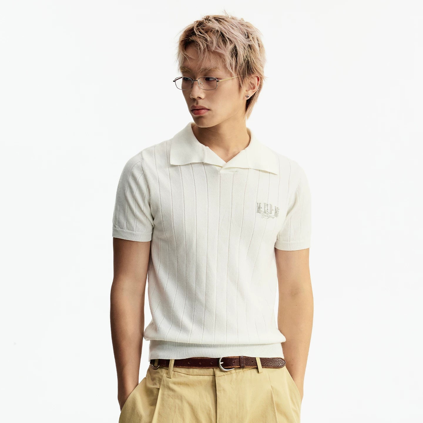 MEDM low-key old money style simple knitted casual short sleeved commuting loose collar men's and women's Polo knitted shirt summer
