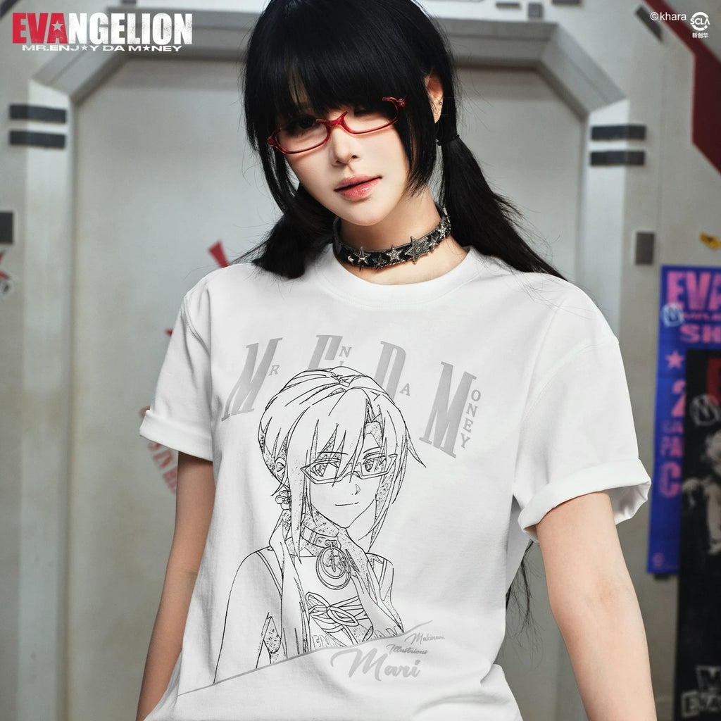 MEDMxEVA NEVER END series character half body sketch style basic casual short sleeved personalized versatile T-shirt