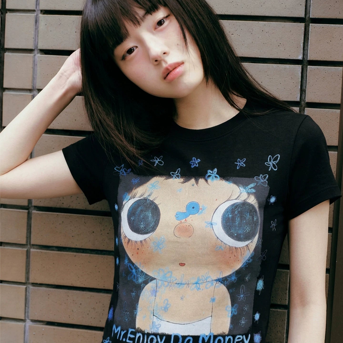MEDM × YUY Jade Collaboration - Large Pattern Printed Women's Casual Round Neck Short Sleeve Commuter Cute Style Versatile T-shirt