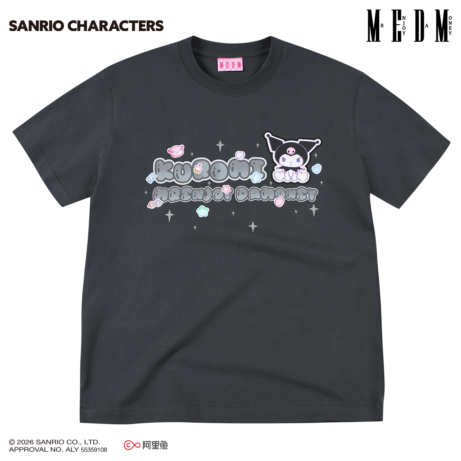 MEDM × Sanrio Family Series Candy Burst Logo Printed Casual Round Neck Short Sleeve Cute Style T-shirt for Women