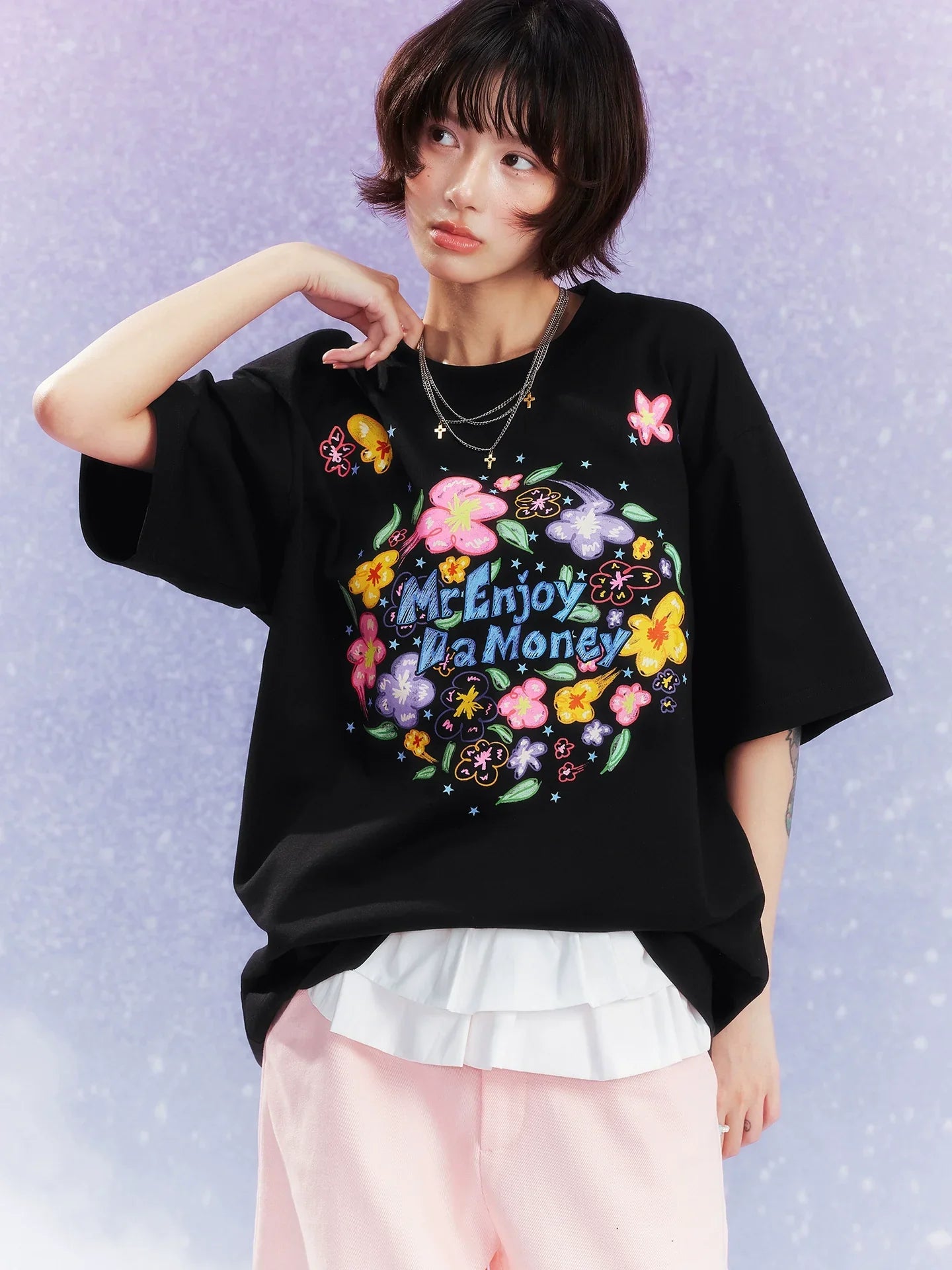 MEDM Graffiti Flower Print Tee