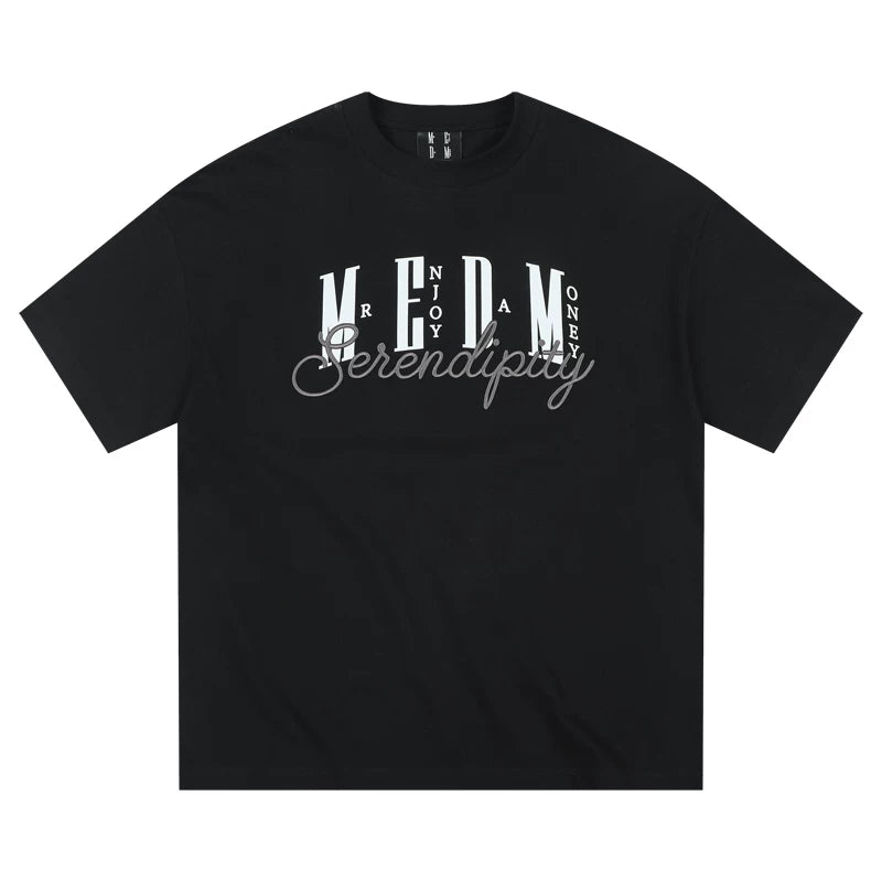 MEDM26SS 3D Embroidery Basic Set Pure Cotton Short Sleeve T-shirt for Men in Summer, Loose and Simple Round Neck Top for Women