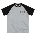 MEDM 冚 Car line raglan sleeves leopard print leather casual short sleeves American retro contrasting shoulder loose men's and women's T-shirts