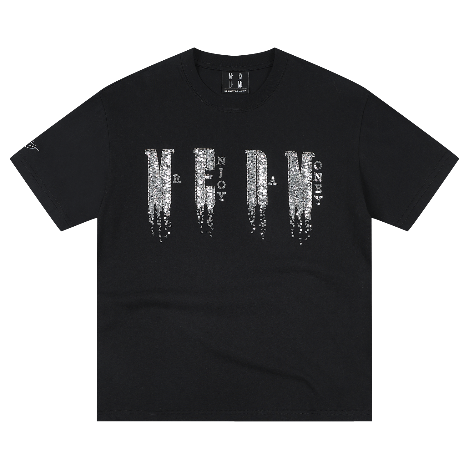 MEDM chest letter bead phantom casual round neck T-shirt trendy street style unisex loose short sleeved summer