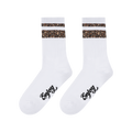 MEDM three-dimensional leopard print jacquard sweat absorbing breathable socks with versatile retro contrasting colors for men and women striped mid tube socks