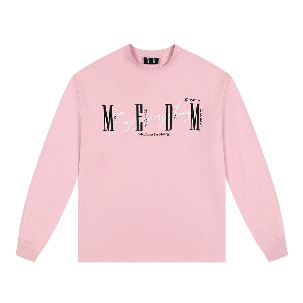 MEDM China-Chic Basic Printing Long Sleeve T-shirt for Men and Women Autumn American Loose Couple Dress Casual T-shirt Backing Shirt