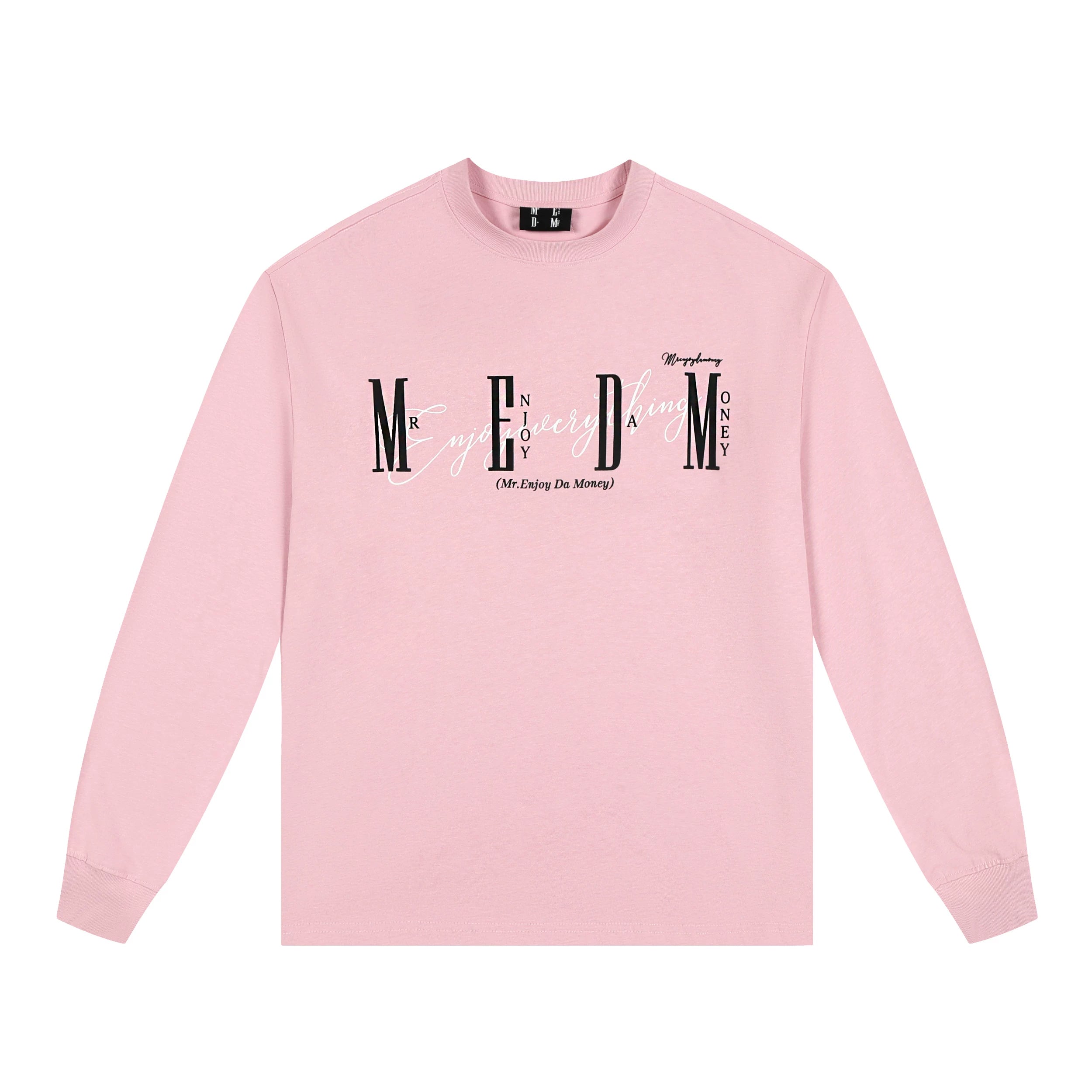 MEDM China-Chic Basic Printing Long Sleeve T-shirt for Men and Women Autumn American Loose Couple Dress Casual T-shirt Backing Shirt