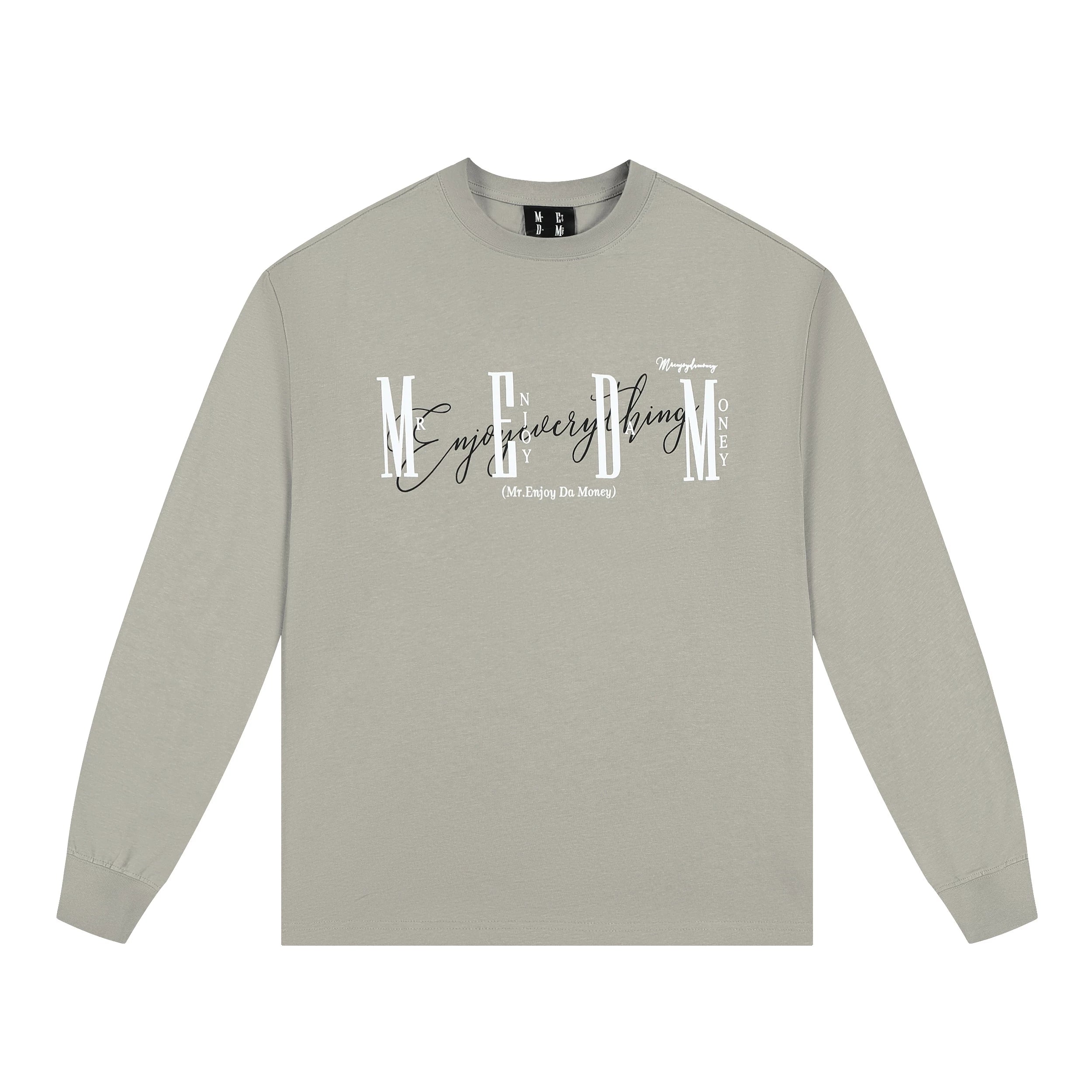 MEDM China-Chic Basic Printing Long Sleeve T-shirt for Men and Women Autumn American Loose Couple Dress Casual T-shirt Backing Shirt