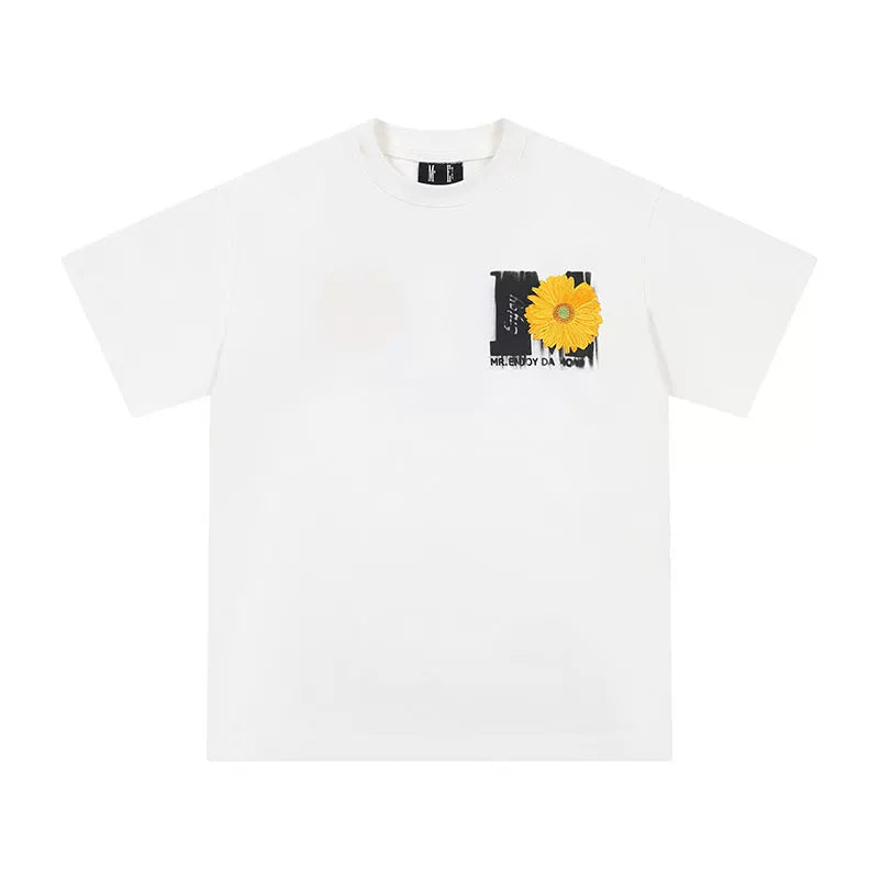 MEDM summer short sleeved mottled logo three-dimensional floral embroidery T-shirt men's trendy brand casual design T-shirt top