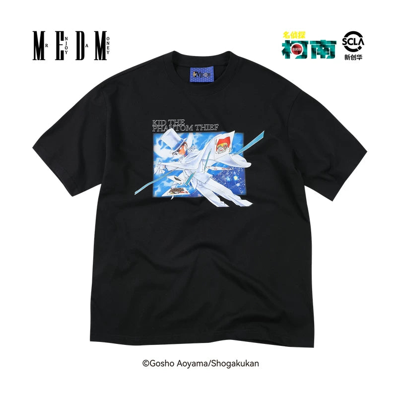 MEDMx Detective Conan co branded anime pattern print basic box casual round neck short sleeved couple T-shirt summer