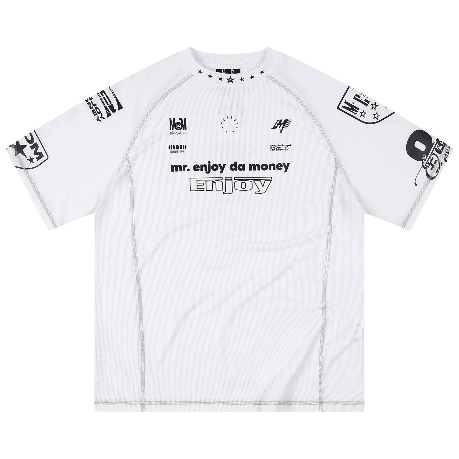 MEDM combination logo print contrasting bright line quick drying sports style casual short sleeved trendy star printed T-shirt summer