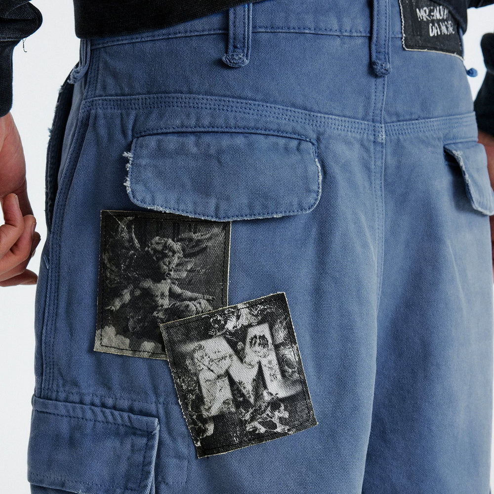 MEDM Classic Angel Made Old Patchwork Casual Straight Pants Spring and Autumn American Street Men's and Women's Work Clothes Floor Pants