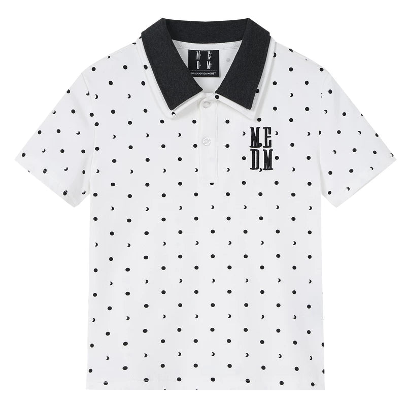 MEDM fake two piece polka dot embroidery loose collar short sleeved summer new retro college style casual T-shirt for women