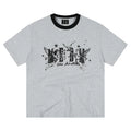 MEDM Little Angel Star Retro Contrast Round Neck Casual Short Sleeve Street Versatile Relaxation Loose Couple T-shirt