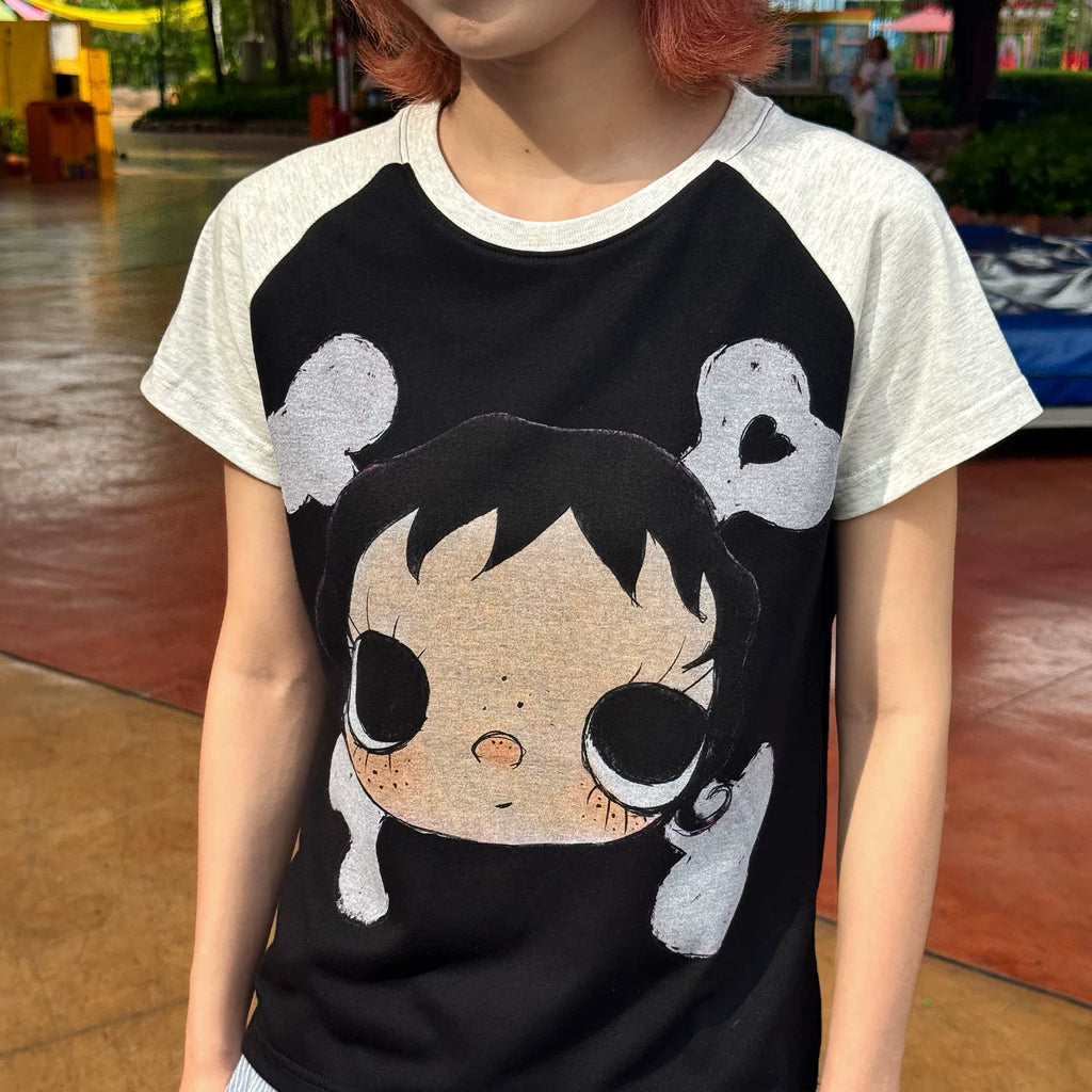 MEDM × YUY Jade Collaboration - Big Face Bone Women's Edition Slim fit Shoulder Casual Round Neck Short Sleeve Cute Style T-shirt Summer