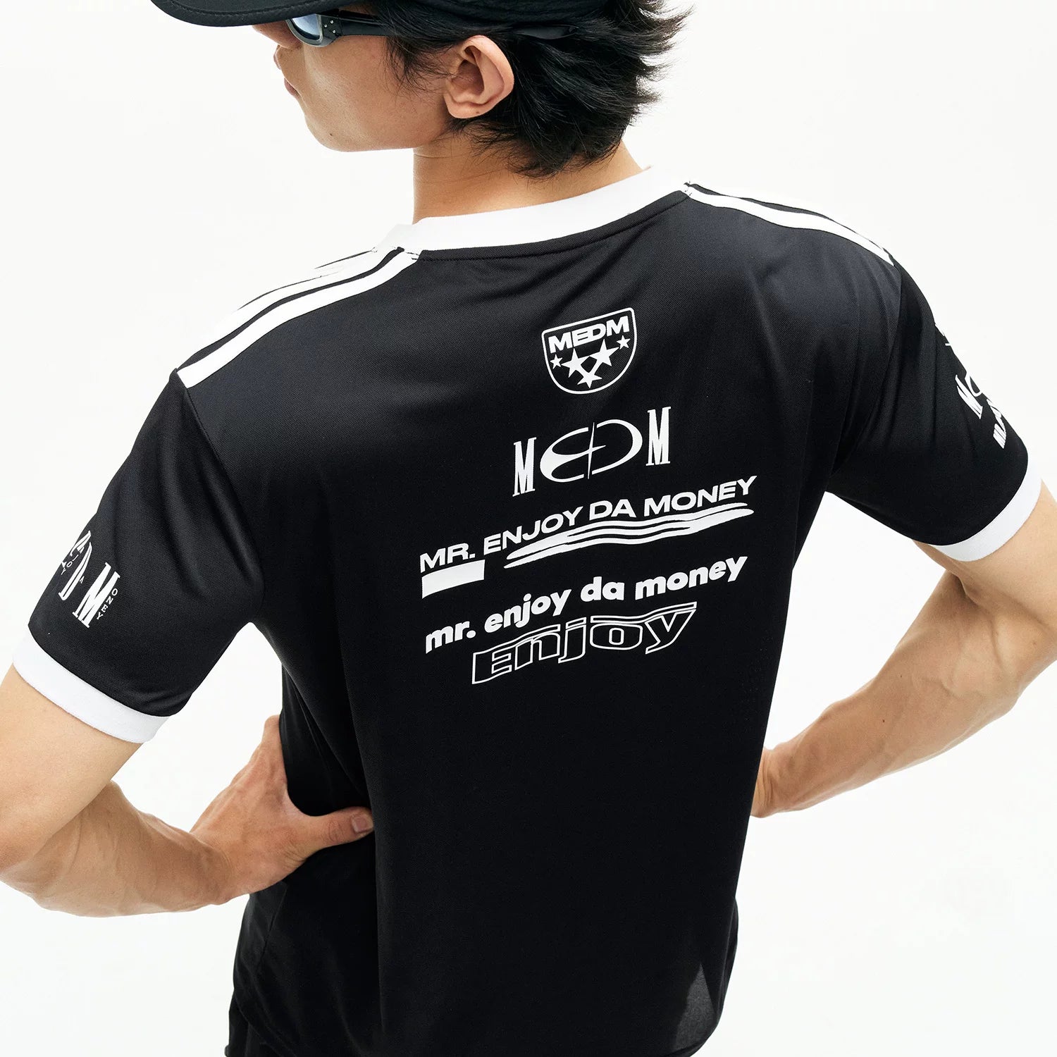 MEDM racing suit logo printed casual round neck short sleeved American street retro motorcycle style men's and women's loose T-shirt