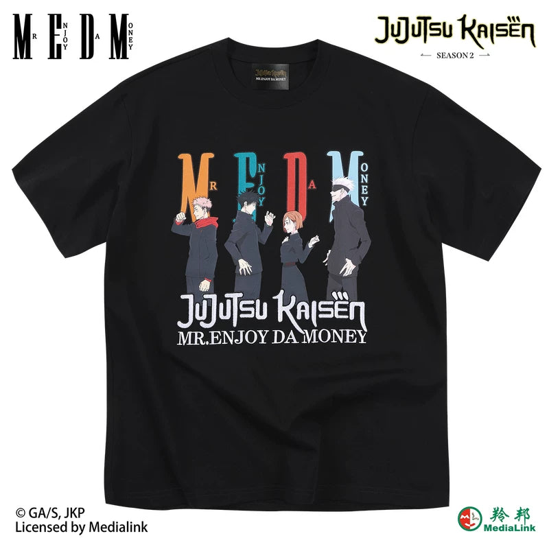 MEDM x Spell Battle Collaboration - Anime Multiplayer Printed Casual Round Neck Short Sleeve Trendy Cotton T-shirt for Men and Women Summer
