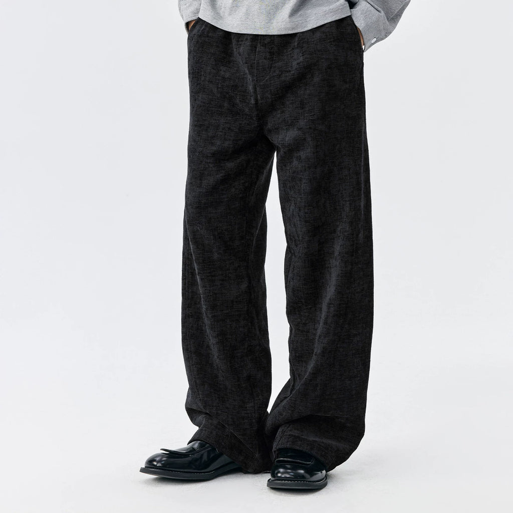MEDM Simple Solid Color Imitation Linen Corduroy Casual Pants Trendy Brand Basic Versatile Loose Couple Straight Leg Pants