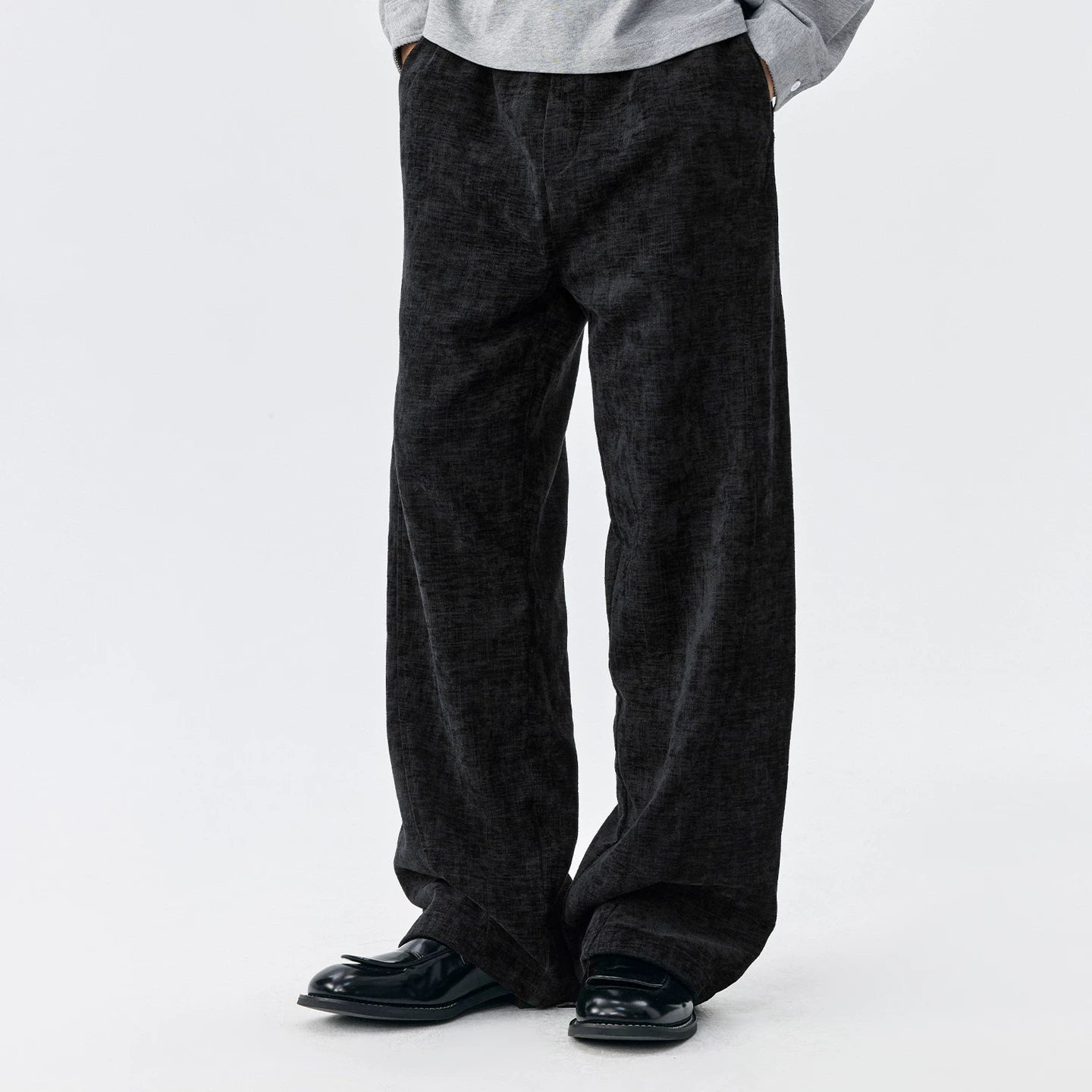 MEDM Simple Solid Color Imitation Linen Corduroy Casual Pants Trendy Brand Basic Versatile Loose Couple Straight Leg Pants