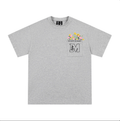 MEDM Pocket Flower Blossoms Short Sleeve T-shirt Men's Summer Loose Couple Top Round Neck Half Sleeve Trendy Casual