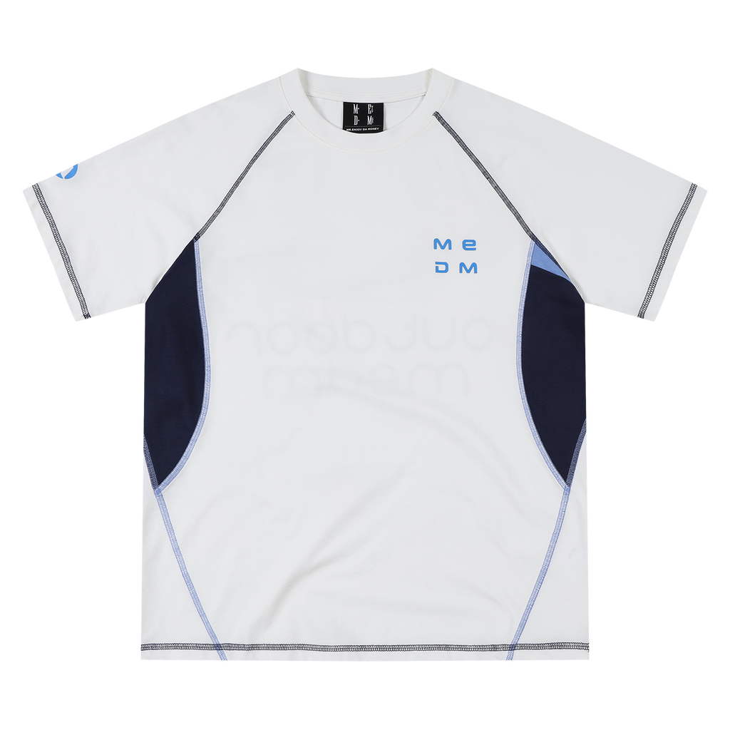 MEDM Ripple Gradient Letter Printed Casual Round Neck T-shirt Trendy Sports Wind Speed Dry Breathable Short Sleeve Half Sleeve Summer